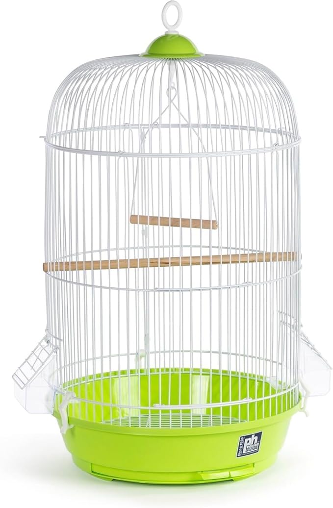 Maykoosh Artisanal Attic Small Round Bird Cage with Graceful Design, Durable Metal Construction, Compact Size, and Comfortable Space