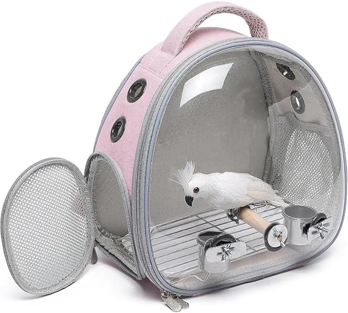 Bird Carrier Travel Cage Backpack with Perch, Breathable Portable Transport Bag for Parrot and Small Birds Outdoor Use (B3)