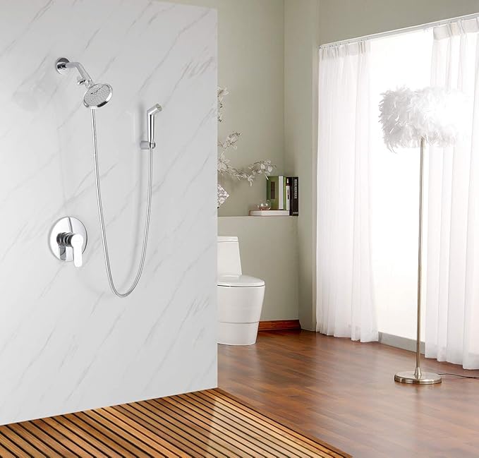 SUMERAIN Pet Shower Sprayer, Dog Shower Attachment with Solid Brass Diverter, Flow regulating Sprayer, 8 Feet Extra Long Hose, Chrome Finish