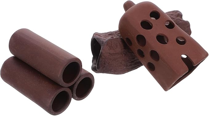 LUOZZY 3 Pcs Purple Sand Ceramic Aquarium Breeding Cave for Fish Shrimp Betta Spawning Hideout Shelter