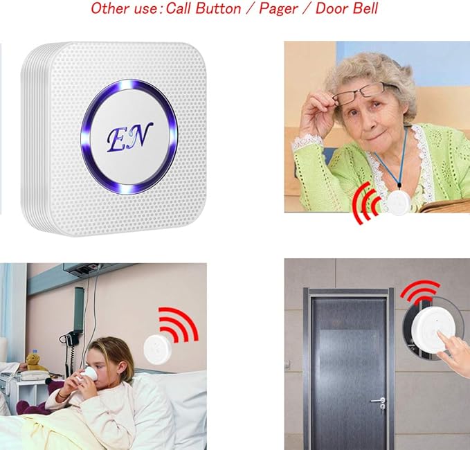 EverNary Dog Door Bell, Wireless Doggie Doorbells for Potty Training, Door Bell for Dogs to Go Outside, Dog Bells (White, 1 Receiver + 2 Transmitters)