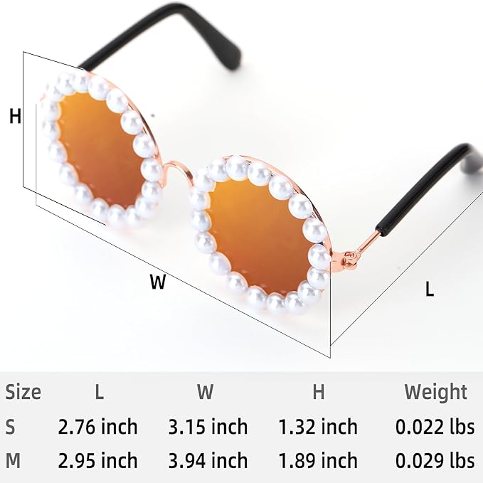 KUDES Cute Dog Sunglasses Pearl Dog Sunglasses Small Medium Breed Girl Holiday Party Pet Costume Accessories