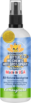 Bodhi Dog Bitter 2-in-1 No Chew & Hot Spot Spray - Natural Anti-Chew Remedy Better Than Bitter Apple - Soothes Hot Spots, Deters Chewing - Safe for Skin, Wounds & Furniture- Made in USA (4 Fl Oz)