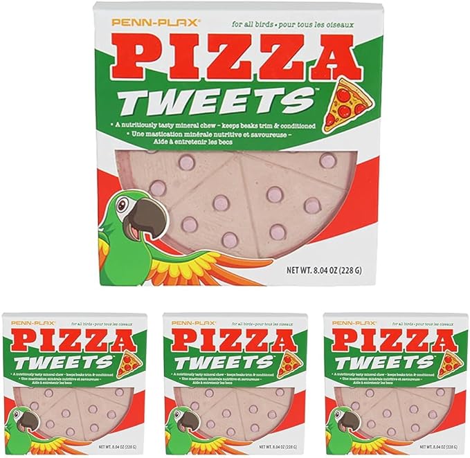 Penn-Plax Tweet Eats: Pizza Tweets â€“ Nutritious and Tasty Mineral Chew â€“ Safe for All Birds â€“ Keeps Beaks Trim and Conditioned â€“ 1 Piece (Pack of 4)