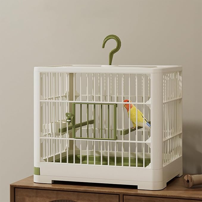 Travel Bird Cage - Portable Bird Carrier, Lightweight Detachable Tray | Hook Handle Container, Secure Travel Case for Lovebirds, Parrots, Finches, Parrotlets, Vet Visits, Outdoor Adventures