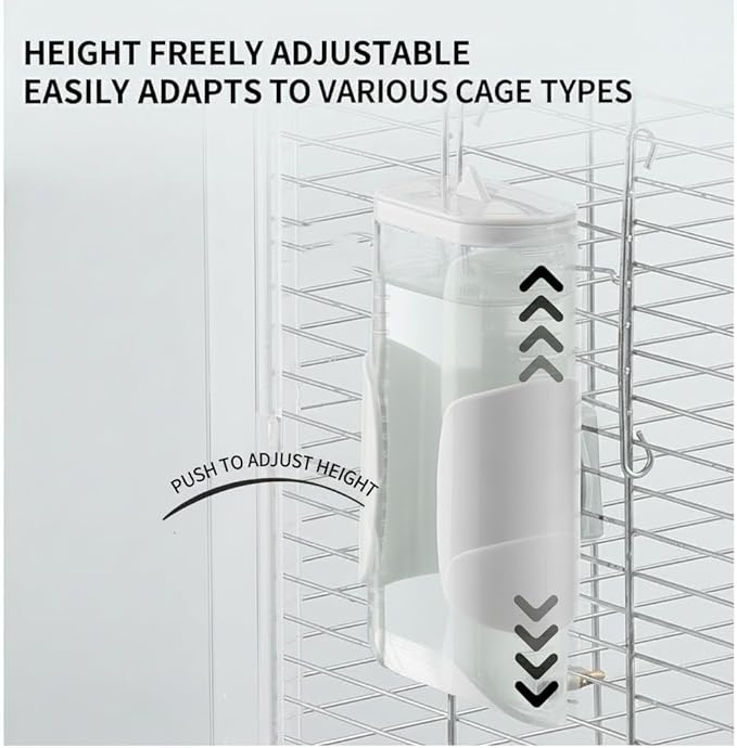 SUPVOX No-Spill Parrot Water Bottle: Automatic Bird Cage Dispenser - Large Capacity Leakproof Waterer for Cockatiel Cockatoo Parakeet - Easy to Clean & Refill, White