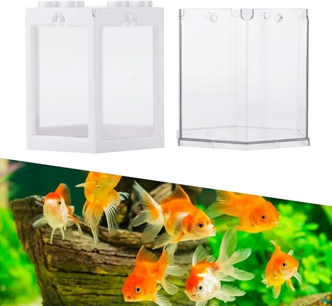 4.7 Inch Hexagonal Mini Aquarium Tank Leak-Proof Plastic Stackable Portable Fish Tank for Desk Decor Terrarium Habitat(White)