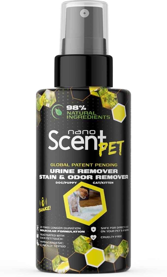 PET Urine Remover for Dogs & Cats, Eliminates Odors & Stains, 98% Natural Ingredients, Safe for Pets & Home, Bio-Active Enzymes + Long-Lasting Fresh Scent, Carpet, Floors & Furniture (50mL)