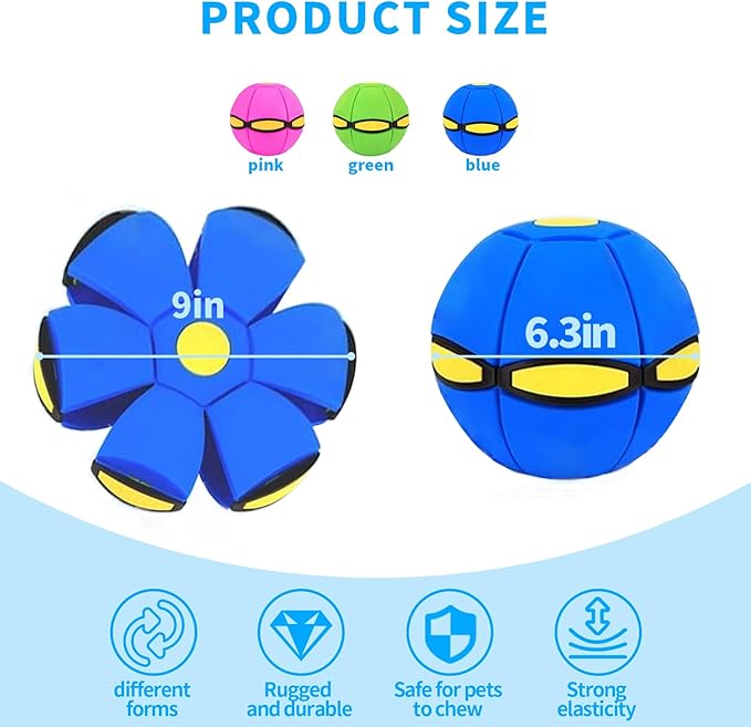 2PCS Dog Flying Disc Toy, Pet Toy Flying Saucer Ball with 3 Light for Dogs, Dog Toy Outdoor Toy Doggy Disc Ball, Outdoor Games