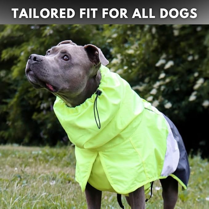 Spark Paws Dog Raincoat, Waterproof Windproof Rain Jacket, for Small Medium Large Extra Large Dogs, Reflective Breathable Full-Body Coverage Dry Suit - Neon White Navy Blue, 3XL
