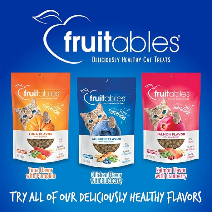 Fruitables Crunchy Low Calorie Treats Packed with Protein for Cats Healthy Free of Wheat, Corn and Soy – Made with Real Chicken with Blueberry – 2.5 Ounces (Pack of 2)