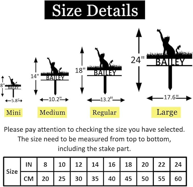 Personalized Pet Cat Memorial Grave Marker, Custom Metal Cat Memorial Stake Grave Marker Memorial Plaque, Customized Memorial Gifts Cemetery Garden Grave Decoration for Cat Remembrance