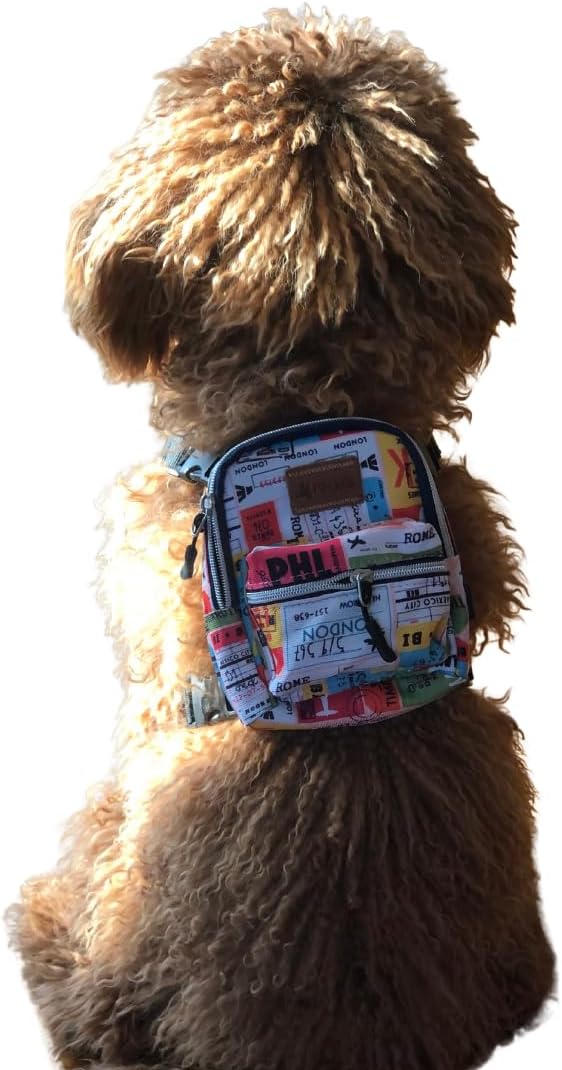 Pawlook Dog Backpack Harness – Street Smart | Waterproof, Adjustable, Breathable – Leash Attachment D-Rings, Poop Bag Pocket – Small & Medium Dogs – 8 Styles Traveller Medium
