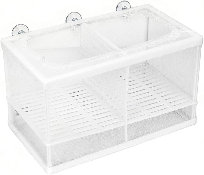 Aquarium Breeder Box with Suction Cups Partition Design Detachable Isolation Hatchery for Fish Fry Tank Breeding(L (with Partition))