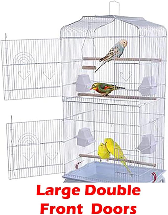 62-inch Open Top Parakeet Lovebirds Flight Cage with Rolling Stand for Finches Canaries Cockatiels Budgie Parrotlet Conures Pet Birdcage