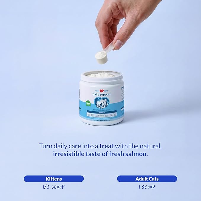Daily Support Multivitamin for Cats - 4oz Powder - L-Lysine, Taurine, and Spirulina for Immune Support and Eye Health - Fish Oil & Vitamins for Skin and Heart Health. (for Cats)