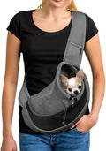 YUDODO Pet Sling Carrier for 5-9 lbs Small Dogs & Cats – Hands-Free Puppy Carrier with Safety Hook, Large Zipper Pocket, Soft Breathable Mesh, Adjustable Strap & Reflective Strip (Black 1.0 M)