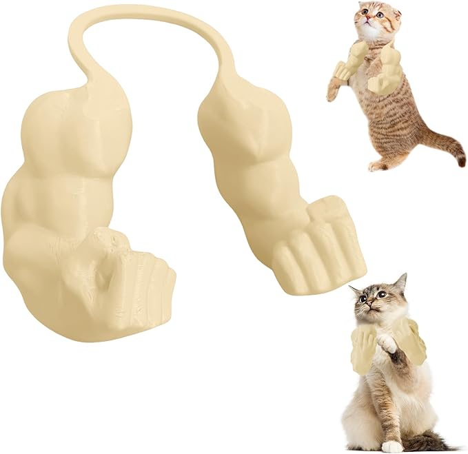 Creative Cat Muscle Arms,Halloween Cat Costume Accessory,3D Printed Cat's Neck Arms with Muscle,Funny Muscle Arms for Cats,Pet Costume for Kitten Birthday Party Supplies (Apricot)