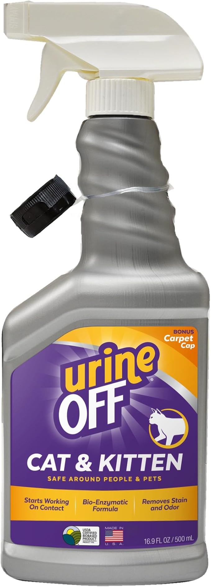 urineOFF Kitten & Cat Odor & Stain Remover | Fresh Scent Carpet Cleaner Spray | Bio Enzymatic Stain & Urine Odor Eliminator | Pet Safe Cleaner | 16.9 oz.