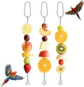 3 Pcs Fruit Vegetable Bird Cage Feeder, Toys for Parakeets, Cockatiels, Conures and Small Animals, Bird Cage Accessories with Stainless Steel