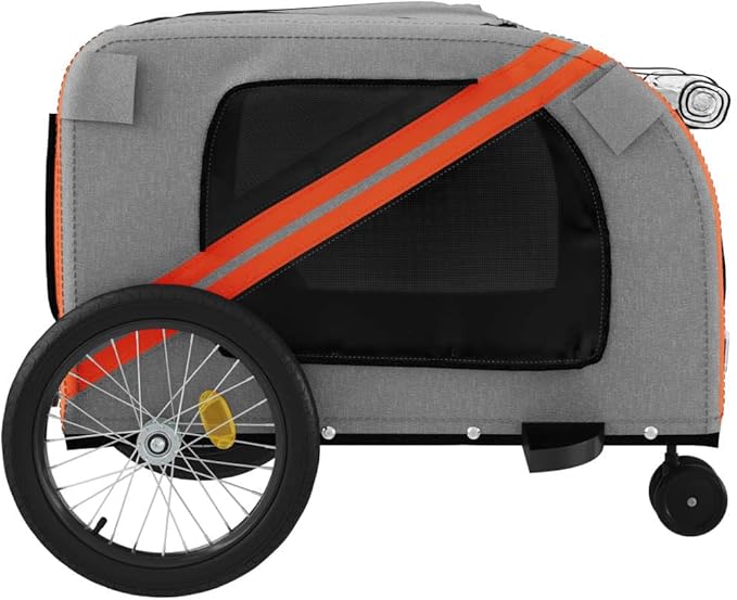 Pet Bike Trailer for Small Dogs, Durable Oxford Fabric with Weatherproof & Scratch-Resistant Design, Zippered Doors and Mesh Windows for Safe Outdoor Rides
