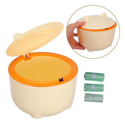 Mobestech 1Set Sealed Cat Litter Trash Can with Lid Includes Reusable Bags Compact Waste Bin for Easy Maintenance Odor Prevention Stylish Pet Litter Box for Home and Office Use