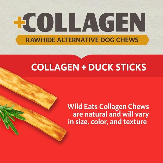 Wild Eats Collagen Real Salmon Sticks for Dogs 25ct - Long Lasting Dog Chews No Hide Dog Treat Bully Stick Alternative, Rawhide Free, Grain Free, High Protein