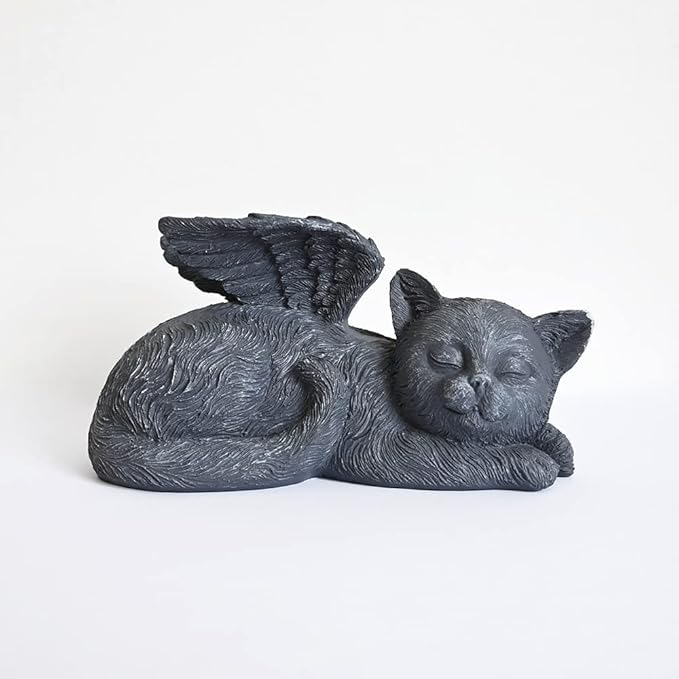 Angel Cat Memorial Stones Statue Sleeping Ornament for Kitten Passed Away Bereavement Pet Loss Sympathy Memory Gifts Remembrance