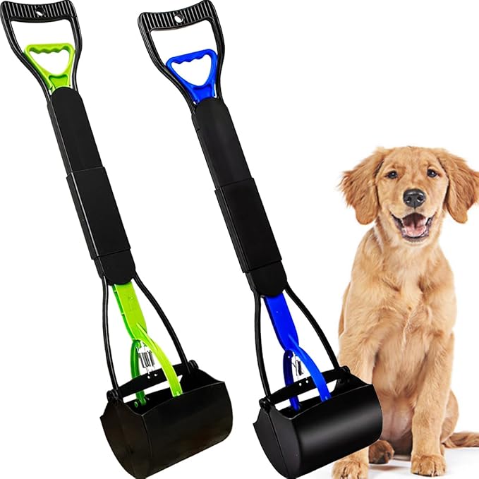 2-Piece ofPooper Scooper for Large Small Dogs Heavy Duty, Long Handle Poop Scoop for Yard, Grass, Gravel, Dog Poop Grabber with High Strength Material and Durable Spring
