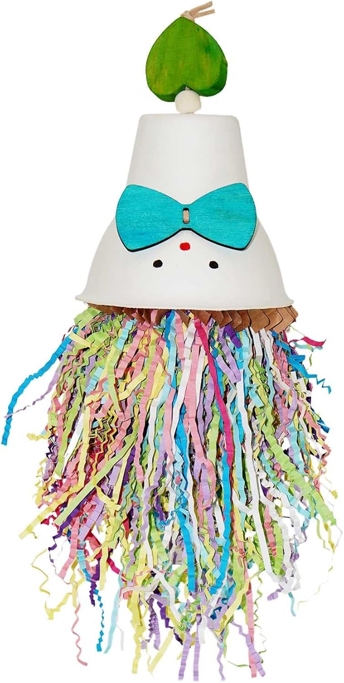 Bird Toys, Vibrant Shredding Parrot Toys | Bird Cage Accessories with Wooden Topper, Colorful Paper Strips