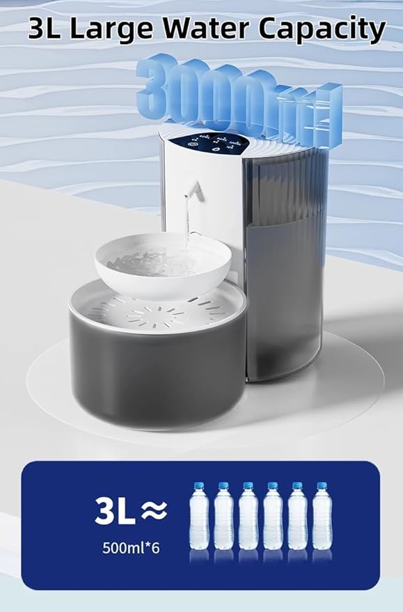 Wireless Cat Water Fountain Cordless No Filters, 3.5L Automatic Wastewater Separation Pet Water Fountains for Cats Indoor, Quiet Cat Dog Water Dispenser Rechargeable Kitty Drinking Fountains for Pets