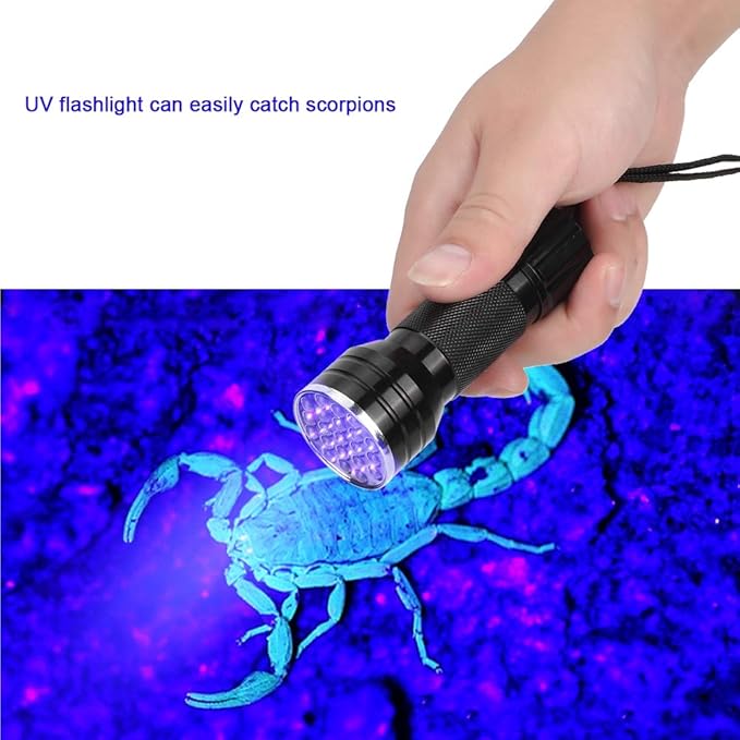 Flashlight, Light Mini Torch Light Urine Light Detector 21 LED Flashlight Ultra Violet Pet Urine Detector Light for Dog Cat (with Tail Strap)