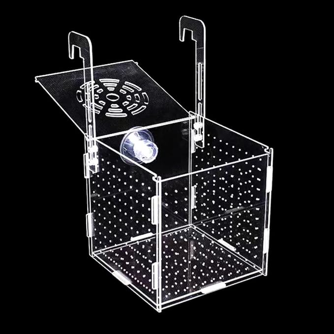 Fish Breeding Box, Acrylic Fish Isolation Box Separator for Shrimp Clownfish - 5.9 * 5.9 * 5.9 inches