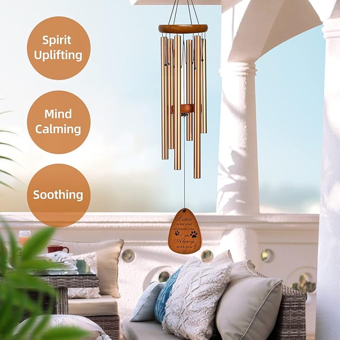 Cat Memorial Gifts - Cat Memorial Wind Chimes, Loss of Cat Sympathy Gift,Pet Sympathy Gifts for Cats, Remembrance Gifts for Loss of Cat 28 inches