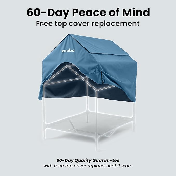 29" 2-in-1 Dog House for Medium Dogs, Elevted Dog House Outdoor/Indoor, Weatherproof Elevated Pet Shelter, Breathable Mesh & Steel Frame, Easy to Assemble & Clean(Blue)