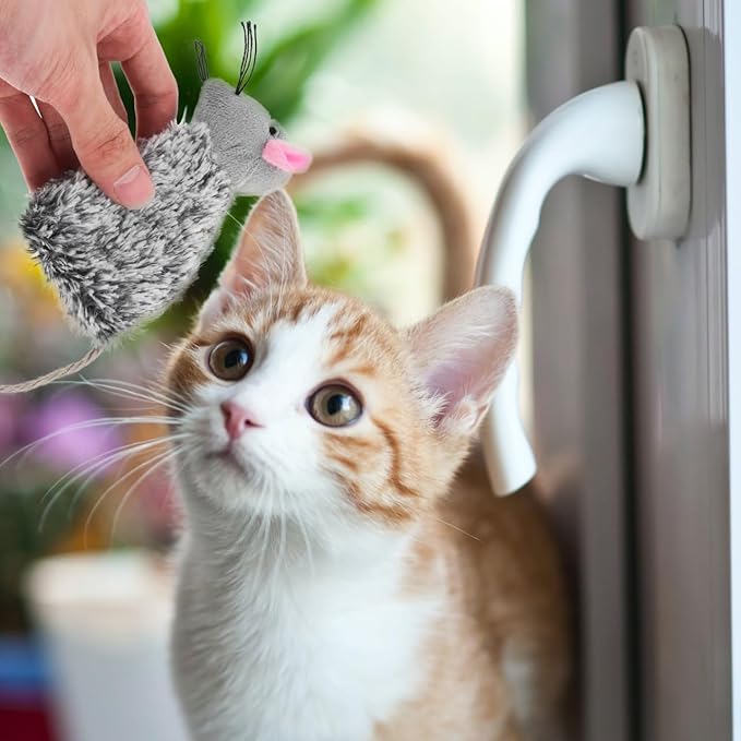Hemoton 3pcs Refillable Catnip Toys for Cats, Cat Toys for Puppie Kittens, Plush Mouse Filled, Interactive Kitten Teething Chew Doll, Realistic Mice Set for Boredom Relief & Hunting Exercise