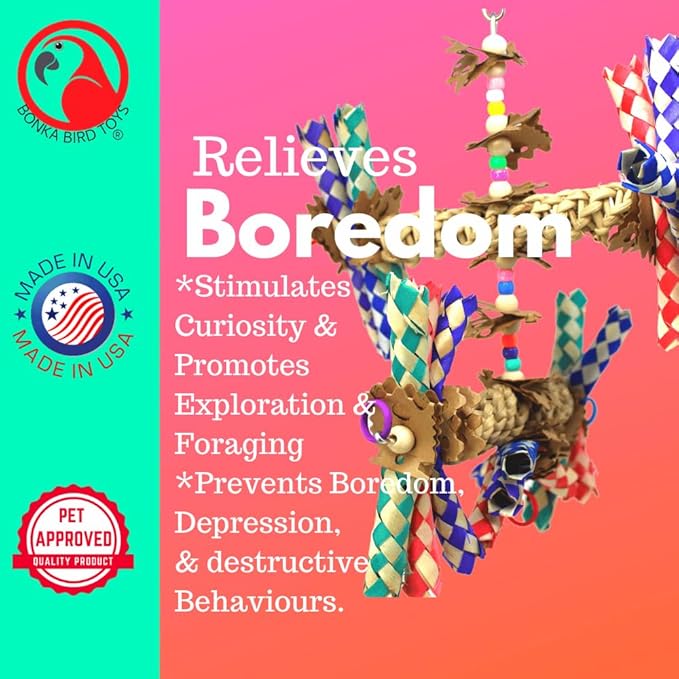 Bonka Bird Toys 1241 Double Helix 11" High by 9" Wide Parrot Toy, Amazon, African Grey, Conure, and Similar Sized Birds