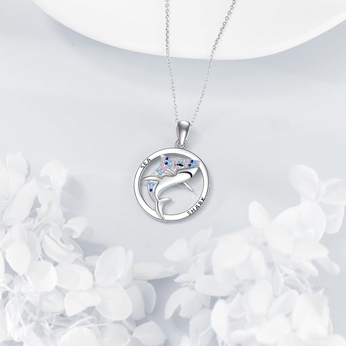 KZX Cat/Dog/Phoenix/Eagle/Whale/Shark/Puffin/Starfish/Chicken/Butterfly/Owl/Bee/Frog/Seahorse Necklace Sterling Silver Animal Pendant Jewelry Gift for Women