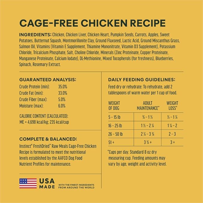 Instinct Freeze-Dried Meals, FreshDried Bites, Natural Dog Food, Grain-Free - Cage-Free Chicken, 3 oz. Bag