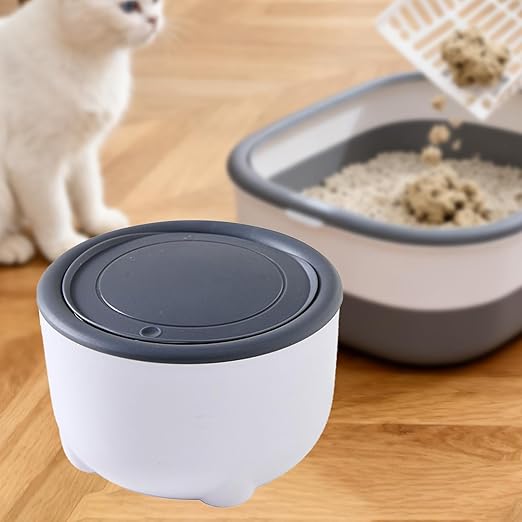 Cat Litter Trash Can Pet Bin,Lightweight,Portable,Sturdy,Garbage Can with Press Type Lid Pet Accessories, Gray