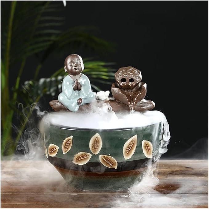 Fish Tank Aquarium Ceramic Fish Tank Home Living Room Circulation Flow Water Fish Tank Feng Shui Lucky Ornament Balcony Goldfish Bowl Fish Tank Glass Fish Tank(D)
