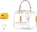 Portable Plastic Bird Cages for Outdoor, Lightweight Ventilated Travel Bird Cage with Handle, Waterproof Bird Carrier for Small Birds and Budgies, Easy to Carry (Yellow)