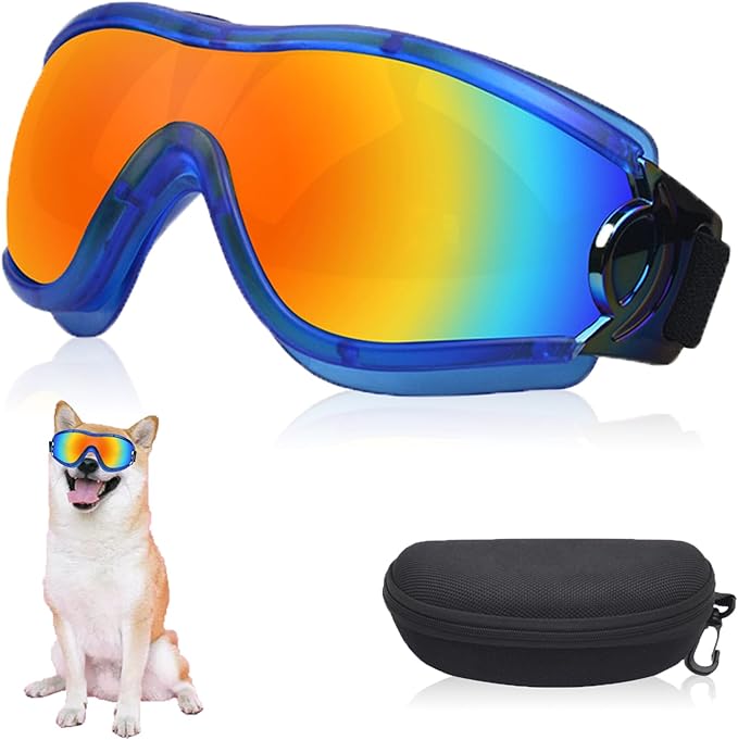 Dog Sunglasses Pet Goggles for Medium Large UV Protection Wind Protection Dust Protection Adjustable Strap Dog Glasses Suitable for Snow Beach Motorcycle
