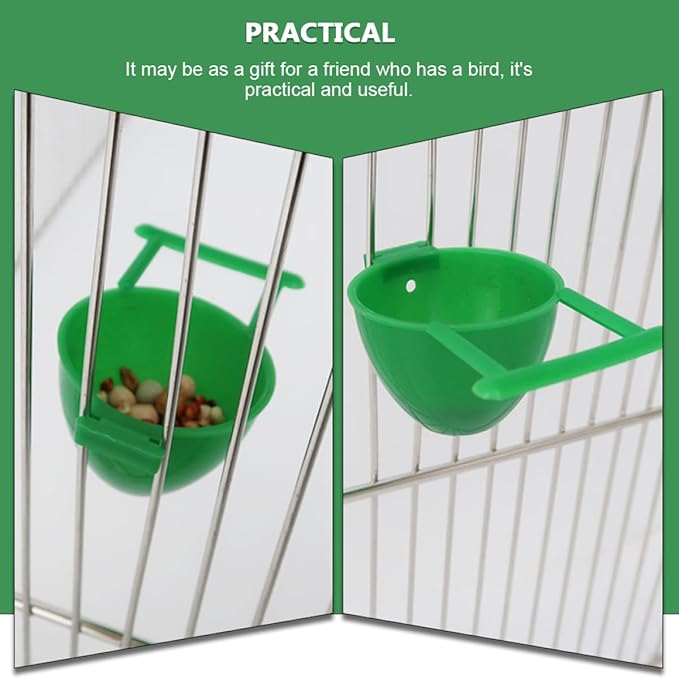 PRETYZOOM 8pcs Small Parrot Water Cups and Food Feeding Bowls Plastic Bird Cage Accessories for Budgie Cockatiel Lovebird Feeding and Watering Supplies