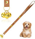 Brown Leather Hanging Door Bells for Dog Training Tools to Go Outside Dog Accessories to Ring to Go Potty Upgraded Puppy Essentials for Home (Gold Jingle Bells)