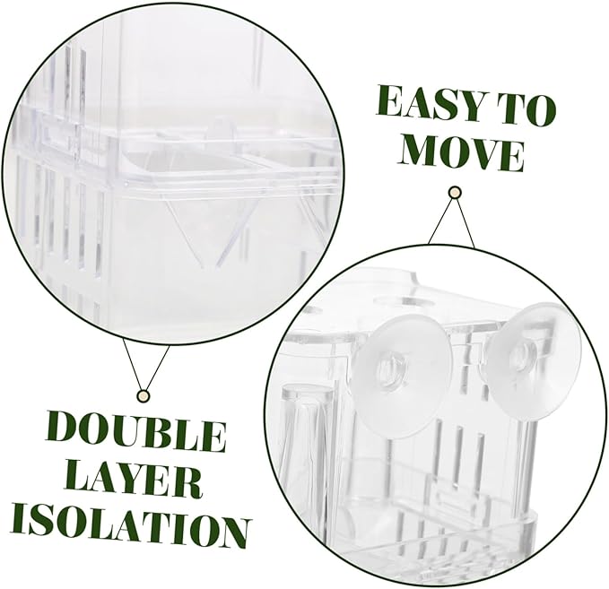 BESPORTBLE 4pcs Small Fish Tank Isolation Boxes for Guppy Breeding Aquarium Separation Container Suction Cups for Newborn Fish and Pregnant Care