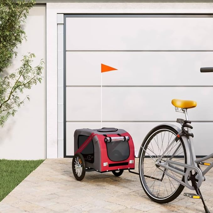 Pet Bike Trailer for Small Dogs, Durable Oxford Fabric with Weatherproof & Scratch-Resistant Design, Zippered Doors and Mesh Windows for Safe Outdoor Rides
