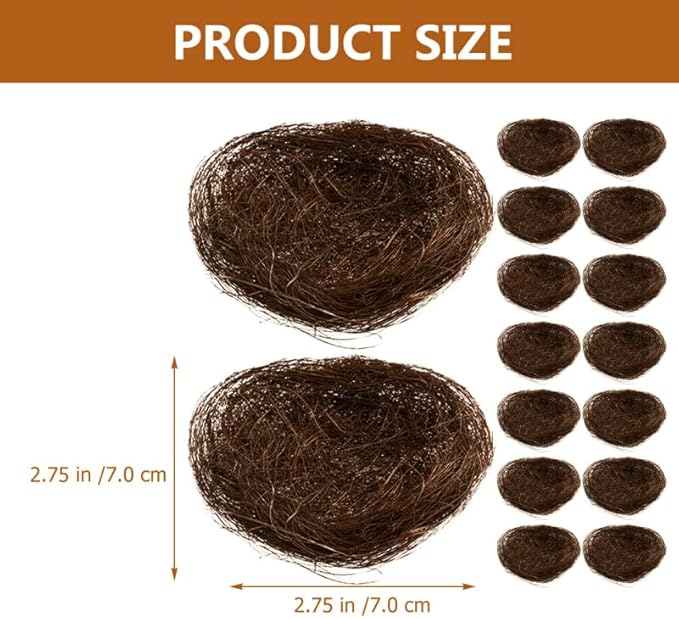 Simulated Bird Nest Decoration for Garden and Easter - Small Rustic Faux Bird Nest Plate Decor for Party Photography Props and Birdcage Accessories