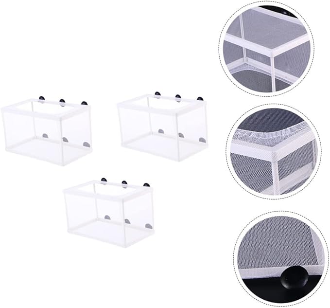 BESPORTBLE 3pcs Fish Tank Isolation Box Net Breeder Box Suction Cup Fish Breeding Divider