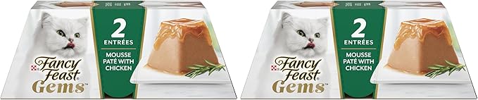 Fancy Feast Gems Pate Cat Food Mousse with Chicken and a Halo of Savory Gravy Cat Food - 4 oz. Boxes,(Pack of 16)